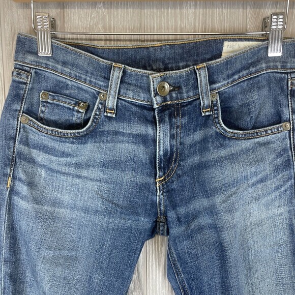 RAG & BONE Torn Knees Distressed Tomboy Skinny Jeans Low Rise Womens Sz 25 - Picture 2 of 9